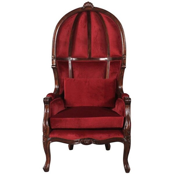 Classic Victorian Balloon Chair Red Velvet carved solid mahogany antique replica